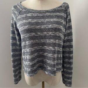 Splendid Striped Long Sleeve Boat Neck Knit Lightweight Sweater